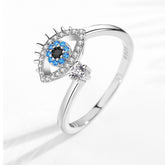 Silver evil eye guardian ring